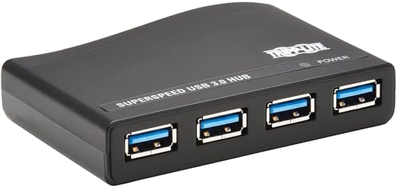Tripp Lite 4-Port USB-A Mini Hub - USB 3.2 Gen 1, Up to 5 Gigabits per Second, Plug-and-Play No Software Needed, International Plug Adapters for UK, EU, Australia - (U360-004-R-INT)