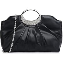 DETARA Clutch Purses for Women Elegant Pleated Evening Bag Fashion PU Leather Purse for Prom Cocktail Wedding