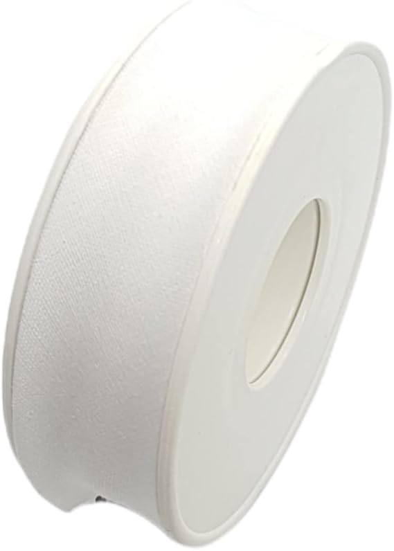 Hobby Trendy 100% Cotton Bias Binding Tape (Single Fold) 20mm-13/16inch (5meters- 5.46yards) for Sewing, Seaming, Binding, Hemming, Piping, Quilting (01 White)