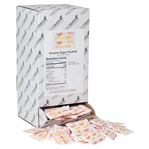 Domino Pure Cane NON-GMO Granulated Sugar, 0.10 Ounce 2.83 Gram Packets, Pack of 500 in Dispenser Box