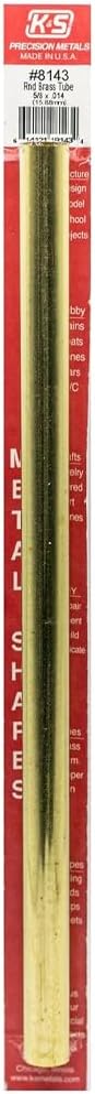K&S Precision Metals Round Brass Tube 8143 5/8" OD x 0.014" Wall x 12" Long DIY Crafts, Plumbing, HVAC, Modeling, Made in USA, 1 Tube