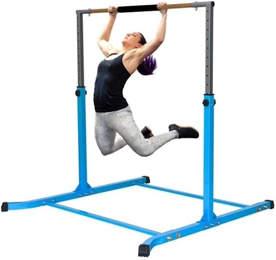 Gymnastics Bar for Home, Height Adjustable 5 FT Professional Gymnastics Bar for Kids and Teens, Junior Home Gym Equipment Girls & Boys Kip Bar Gymnastic Training Horizontal Bar (Blue)