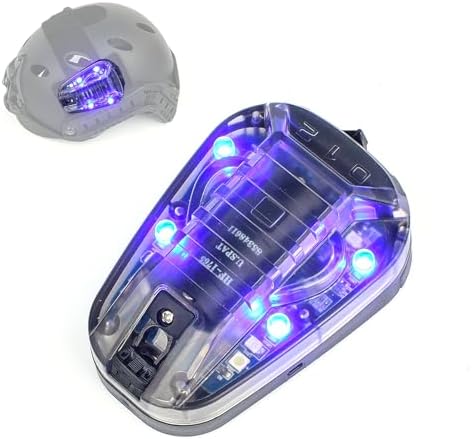 Tactical Helmet IR Strobe Light, Identification Light with Optional 4 Modes, Survival Signal for Outdoor Sports (Black Base-Blue)
