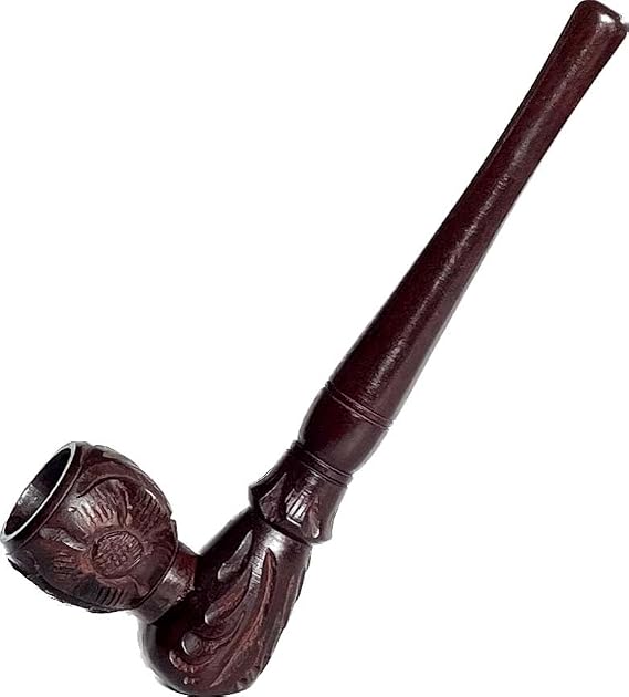 Generic Ar Tobacco Pipe Canvas Pipe Roll, Handmade Wood Smoking Pipe for Ultimate Beginner, Travel Tobacco Pipe - Smoking Gift, Brown