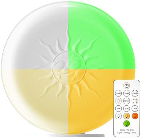 Light Therapy Lamp,2 Major Functions,Activate Mood,Relieve Headache,UV-Free 10000 LUX Treatment Light,20-Level Drightness Fine-Tuning, 4 Timings,Large Glossy Rotatable Stand RLTL00100