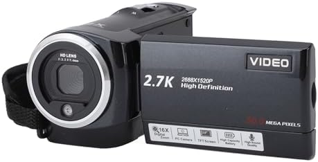 VBESTLIFE Video Camera Camcorder, 2.7K HD Camcorder 56MP 16X Digital Video Camera for, 2.8inch 270 Rotation Screen Video Recorder Vlogging Camera