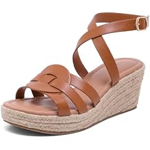 Luoika Women's Wide Width Wedge Sandals, Ankle Strap Open Toe Platform Wedge Pump Heel Women's Sandals Concise Casual Summer Shoes.