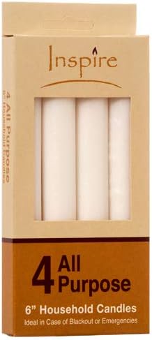 801148 Inspire Household Candles 4Pk 6In White