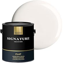 EVOLVE Signature Collection Luxury Interior Paint & Primer, Flat Sheen (Gypsum White), 1 Gallon Premium One-Coat Coverage, Low VOC, Low Odor, Washable Finish for Walls, Ceilings & Trim