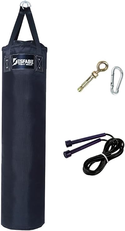 Polydes 120x30 Cm Kolonlu Boks Kum Torbası Siyah+Askı Aparatı+Atlama İpi