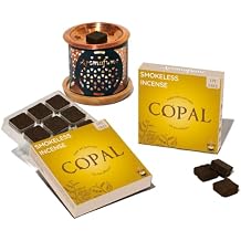 Copal Incense Bricks & Flower of Life Exotic Burner by Aromafume | 2 Trays x 9 Bricks | Protium Copal (Burseraceae) | Ideal for Spiritual Cleansing & Enhanced Connection | Low-Smoke & Non-Toxic