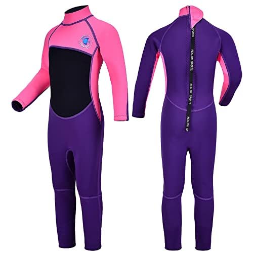Kids Full Wetsuit Toddler Boys Girls and Youth 2.5mm 3mm Neoprene Child Wet Suit Back Zipper Thermal Swimsuits for Diving Surfing Swimming Water Sprot