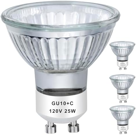Halogen 25W 120V NP5 Candle Warmer Bulb, GU10 Halogen 120V 25W MR16 Glass Cover Bulb, Replacement for Wax Burner, Tart Burner, Fragrance Melt, MR16 JDR Dimmable, 2700K Warm White Pack of 4