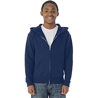 Jerzees boys Fleece Sweatshirts, Hoodies & Sweatpants Hooded Sweatshirt, Full Zip - Navy, Large US