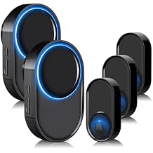 Wireless Doorbell, PHYSEN Wireless Doorbell for Classroom 3 Push Buttons 2 receivers, Operating at 1300 ft Range, 58 Melodies 5 Volume Levels & LED Flash, Waterproof Doorbell Chime Kits for Home