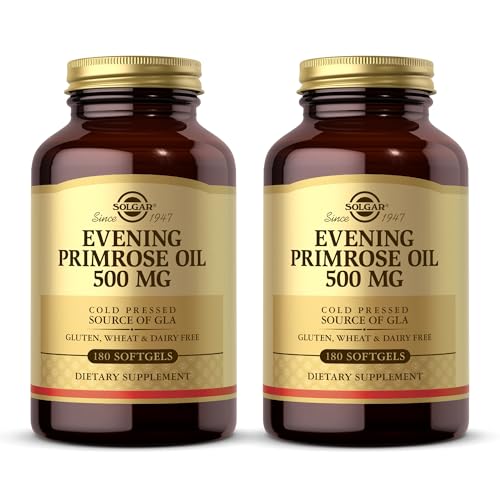 Solgar Evening Primrose Oil 500 mg - 180 Softgels, Pack of 2 - Cold Pressed Source of GLA - Gluten Free, Dairy Free - 360 Total Servings