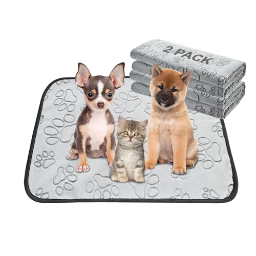 Qeils Reusable Puppy Pads, 2 Pack Washable Pee Pads for Dogs, Waterproof Non Slip Wee Wee pad, Absorbent and Leakproof Training Mats for Potty, Crate, Playpen, Bed, Sofa, 18x 24