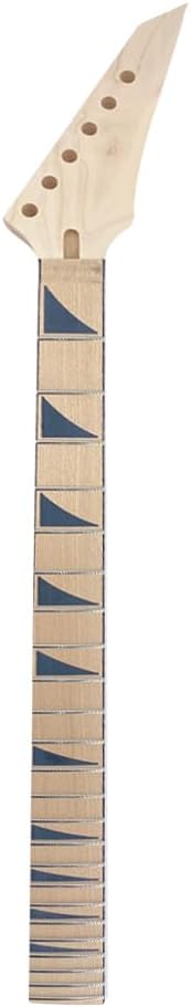 Electric Guitar Neck Replacement 24 fret 25.5 inch Maple Wood Fretboard Guitar Neck Blank Locking Nut Shark Fin Inlay Electric Guitar Neck Parts Replace (24 fret 25.5 inch)