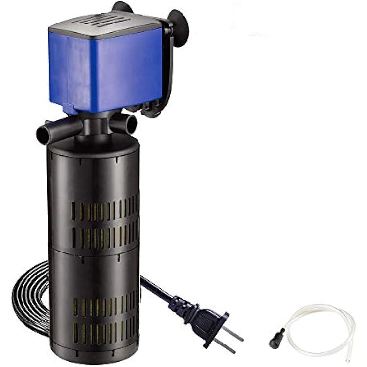 320 GPH Internal Filter Submersible Pump - 3 in 1 Aquarium Fish Tank Pump with Oxygenation, Filtration & Water Cycling, 3.9 ft max lift, 20W