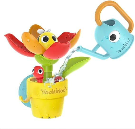 40221 YOOKIDOO Flower Pot Baby Bath Toy Garden Theme Bath and Shower Game Watering Can, Flower, Water Game Baby Gift from 18 Months, Small