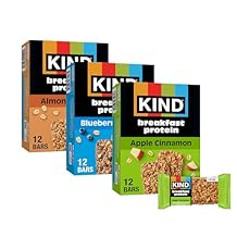 KIND Breakfast Protein Variety Pack, Almond Butter, Blueberry Almond, Apple Cinnamon, 8g Protein, Gluten Free Snack Bars, Non-GMO, 18 Count