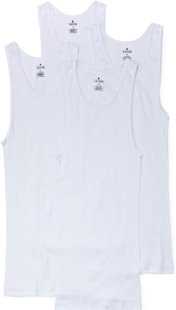 Stafford 4-Pack Men's 100% Cotton Ribbed Tank Top Shirts White (XL)