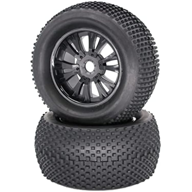2 Pieceslot 140mm Rubber Tires with Aluminum Alloy Metal Wheels 17mm Hex for 18 RC Car for Monster Truck for Buggy for Truggy Refit Parts Modification Accessories