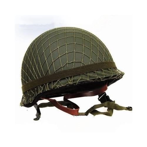 WW2 WWII German M35 Helmet with Net Cover Steel Material M1935 Soldier Stahlhelm with NetCanvas Chin Strap Black Green Color