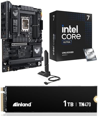 Micro Center 3 in 1 Combo: Intel Core Ultra 7 265K Procesor w/Asus Tuf Gaming Z890-Plus WiFi Motherboard and Inland TN470 1TB NVMe SSD