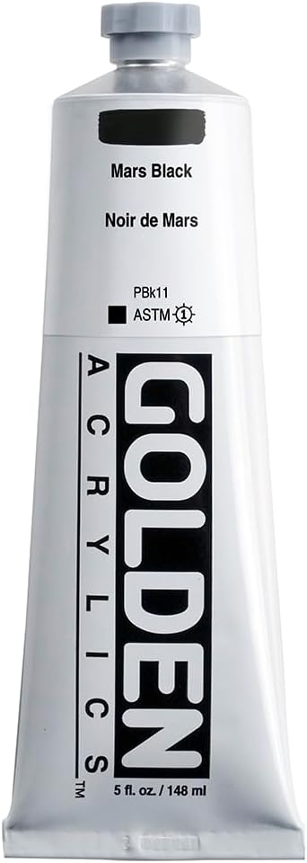 GOLDEN Heavy Body Acrylics, Mars Black, 5 fl. oz. Tube | Artist grade acrylic paint with rich pigment load and a thick body that retains texture and toolmarks.