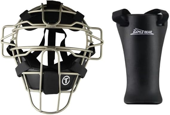 TAG Adult Titanium Umpire Mask with Throat Protector | Ultra Pro Style Equipment Provides Added Coverage for Baseball And Softball