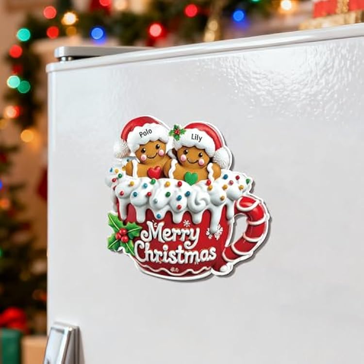 Personalized Gingerbread Family Magnet, Custom Name Christmas Fridge Decor, Acrylic Holiday Refrigerator Magnet with Strong Hold, Unique for Family & Friends 2025