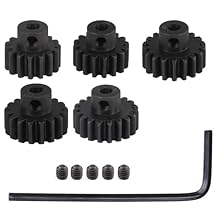 0.8M Hardened Steel Pinion Gear Set 1/8 inch 3.175mm Hole 15T 16T 17T 18T 19T with Hex Key for RC Brushless Brush Motor RC Car Upgrade(Compatible with 0.8 Metric Pitch)