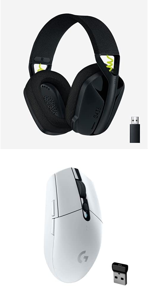 Logitech G LIGHTSPEED Wireless Gaming Bundle: G305 Mouse (White) and G435 Bluetooth Headset (Black) for PC, Mac - Lightweight