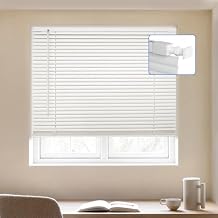 MYshade No-Drill Cordless Horizontal Mini Blinds 30" W x 64" H Tool-Free Inside Mount Window Blinds with 1" Vinyl Slats, Light Filtering & Privacy, Child & Pet Safe, White