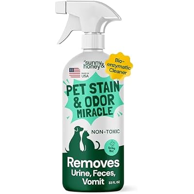 Sunny & Honey Pet Stain and Odor Remover - Enzyme Cleaner for Dog Urine and Poop on Carpets and Furniture - Strong Pet Carpet Cleaner Spray 32fl oz Mint