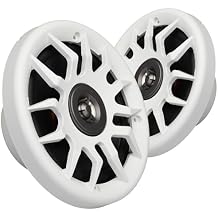 Marine Audio Speakers, 80 Watts, 6.5 Inch, Water Resistant, UV-Resistant, with Metallic Dome Tweeter, High-Performance Marine, RV & Vehicle Upgrade (White)