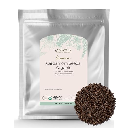 Starwest Botanicals Organic Cardamom Seeds - Dried Spice for Seasoning Blends, Cooking, Curry, Tea, Coffee, Baking, Bread, Certified Kosher, Non-GMO - Bulk 1 lb Bag