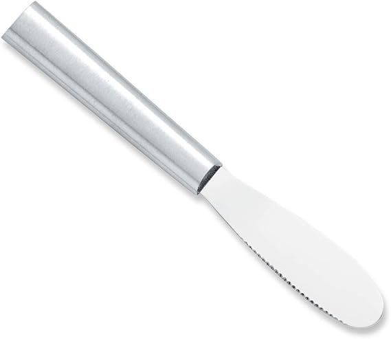 Rada Cutlery Party Spreader Knife (R135), Silver | 3.38" Stainless Steel Shallow Serrated Edge Blade, Cast Aluminum Handle