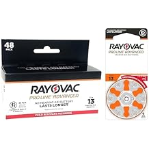 Rayovac Proline Advanced Hearing Aid Batteries | Size 13 | World's Longest Lasting Battery | Child-Resistant Packaging (48)
