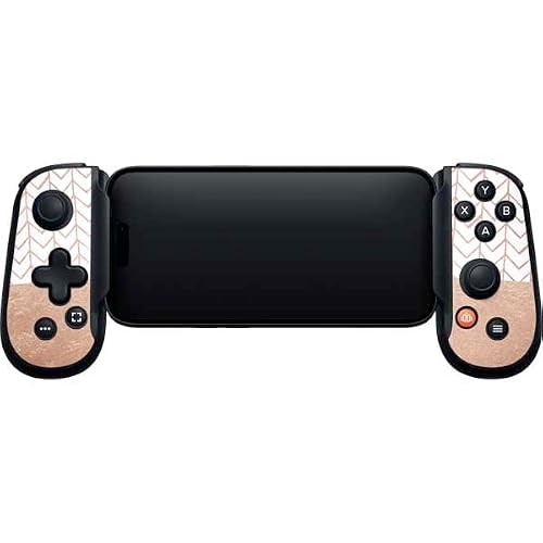 Skinit Decal Gaming Skin Compatible with Backbone One for iPhone Game Controller - Rose Gold Herringbone Design