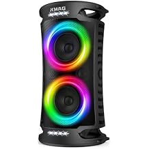 Large Party Bluetooth Speaker, 260W Peak Powerful Loud Sound with Deep Bass, 15Hr Playtime, Fast Charge, RGB Cool Light Show, TWS, Portable for Outdoor Beach, Camping, Backyard, Work, Home (Black)