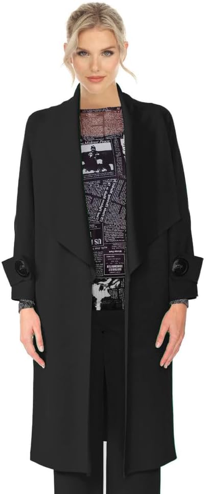 IC Collection Long Techno-Knit Open Front Jacket