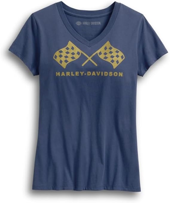 Harley-Davidson Women's Retro Race Flag V-Neck Tee - 99237-19VW