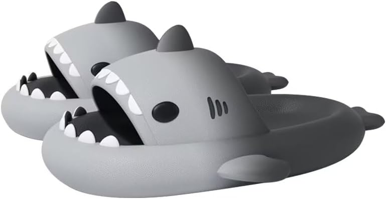 Shark Slides Thickness Upgrade Summer Cute Cartoon Shark Slippers for Women Men Non-Slip Open Toe Lightweight Sole Sandals Casual Unisex Beach Shoes