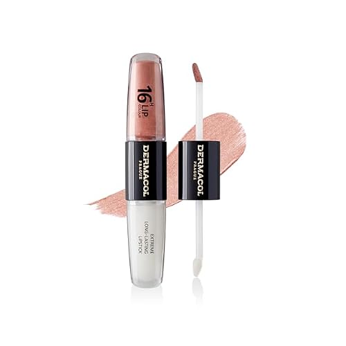 Dermacol NEW 16-Hour Lip Colour, Highly Pigmented Glossy Lip Stain, Two-Phase Lip Plumper Gloss, Kissproof Lip Makeup Products with Matte and Glitter Finish, n.5