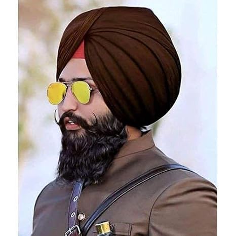 Will and Weaves Sikh Religious Punjabi Turban Coffee Brown Turban Pagri Pagg Headwear Pagdi Full Voile 5 Meter Double stitch