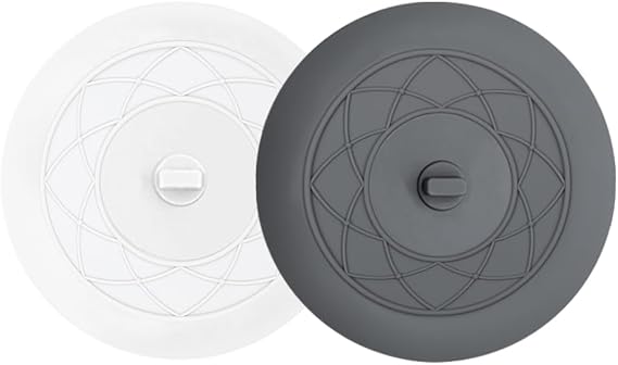 Tub Stopper 2PCS,Bathtub Drain Stopper,6 inches Bathtub Tub Drain Cover Stopper,Silicone Drain Plug,Kitchen Bathroom Hair Water Shower Stopper,Large Bathroom Laundry Accessories (Grey/White)