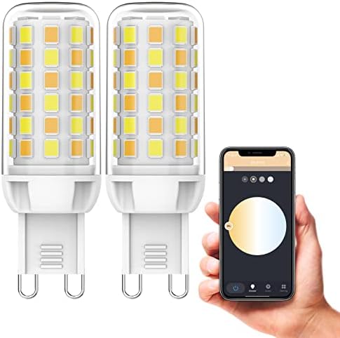 YUIIP WiFi Dimmable LED Light Bulbs, 4W Replacement 40W Halogen, G9, 2700K-6000K, 2 Pack, Compatible with Alexa, Google Home