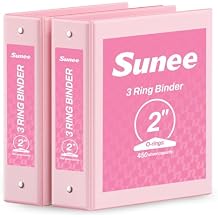 SUNEE 3 Ring Binder 2 Inch 2 Pack, Clear View Binder Three Ring PVC-Free (Fit 8.5x11 Inches) for School or Office Supplies, Pink